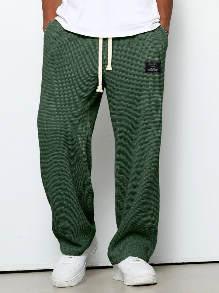 Men's Waffle Knit Wide Leg Drawstring Trousers