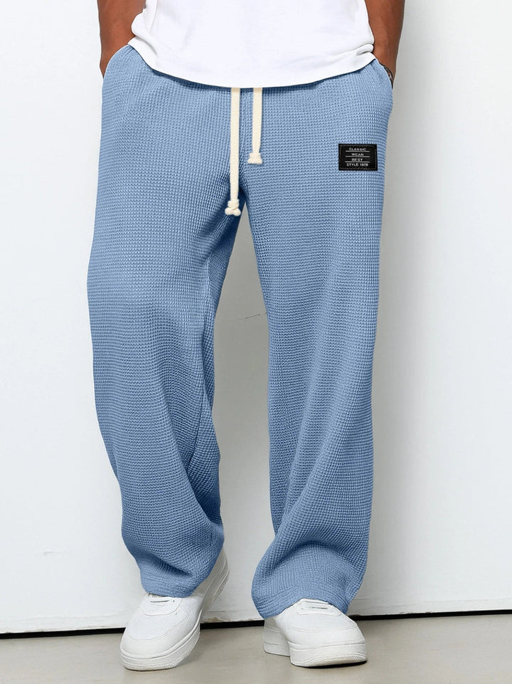 Men's Waffle Knit Wide Leg Drawstring Trousers