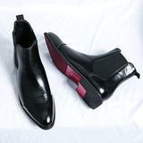 Men's Leather Chelsea Boots with Contrast Red Sole