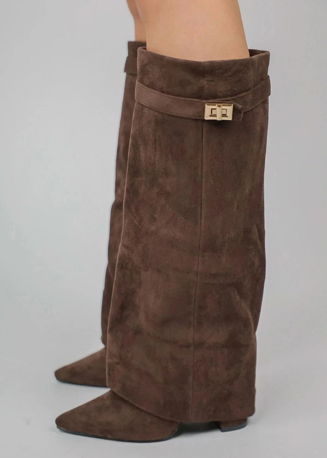 Women's Suede Wedge Knee High Boots