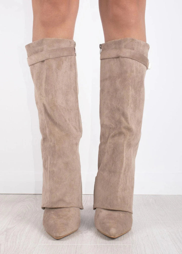 Women's Suede Wedge Knee High Boots
