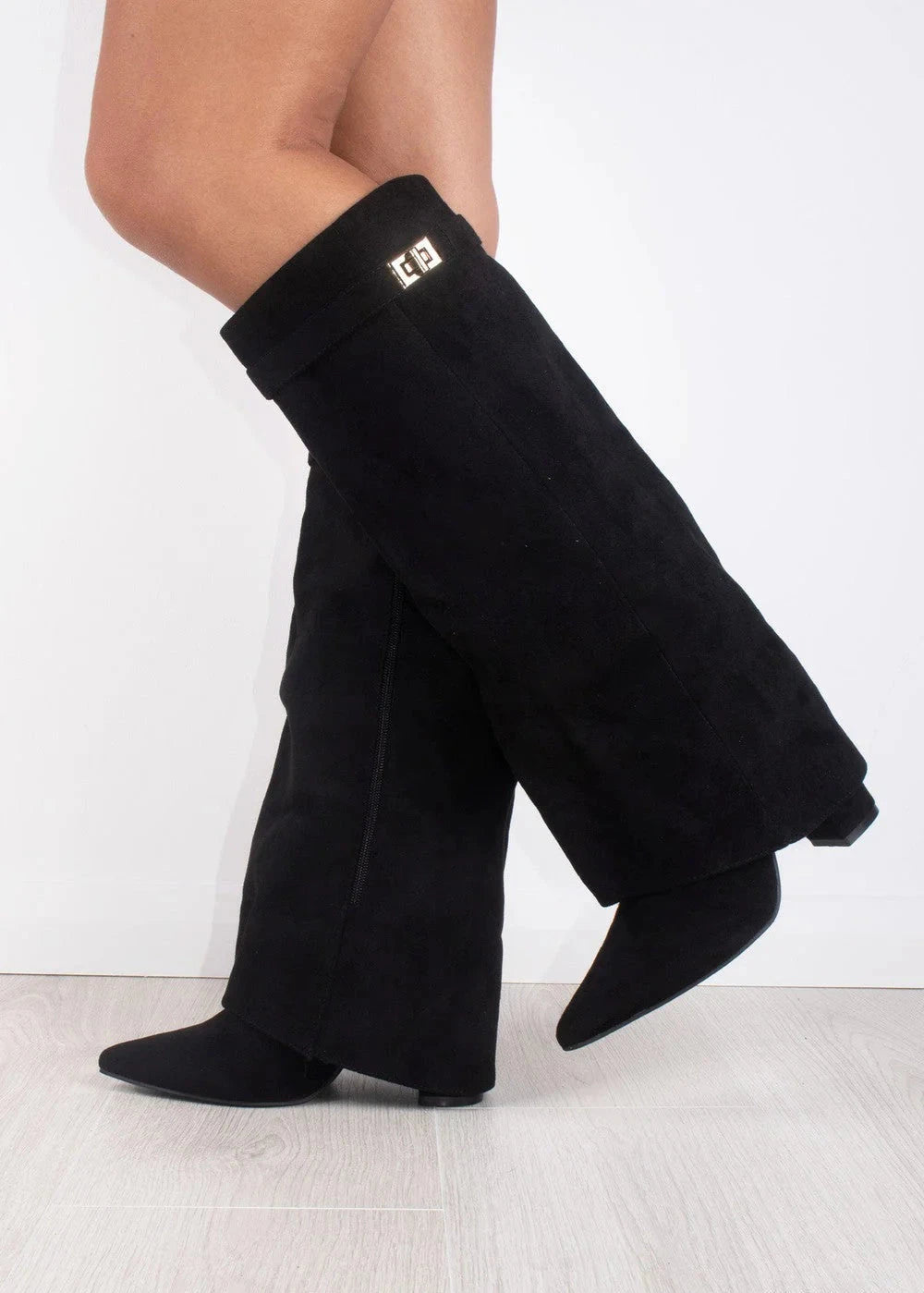 Women's Suede Wedge Knee High Boots