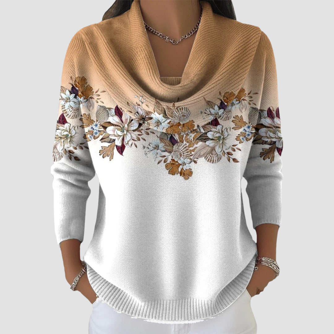 Women's Floral Long-Sleeve Knit Pullover Sweater