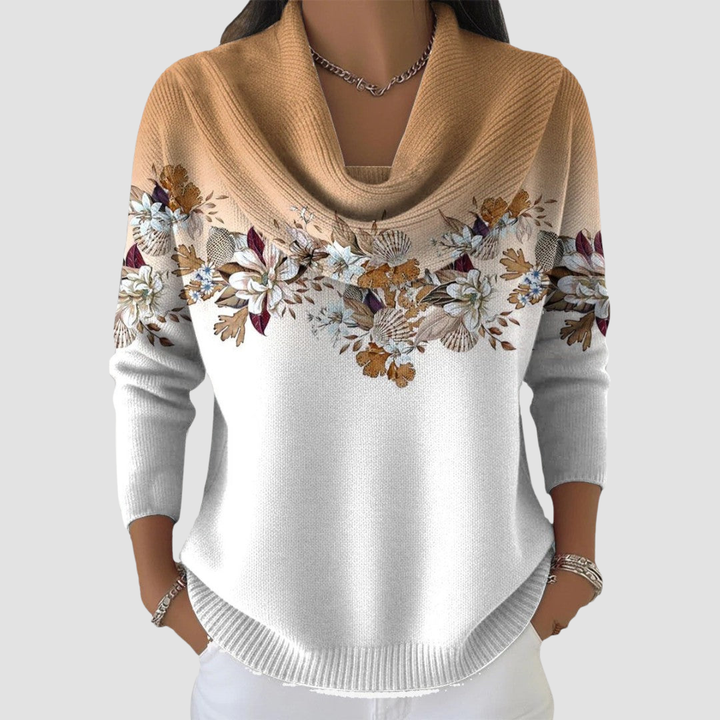 Women's Floral Long-Sleeve Knit Pullover Sweater