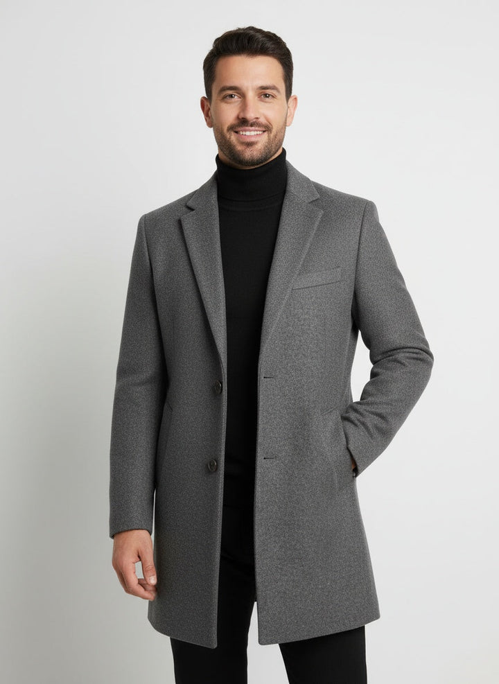 Men's Wool Blend Single Breasted Overcoat