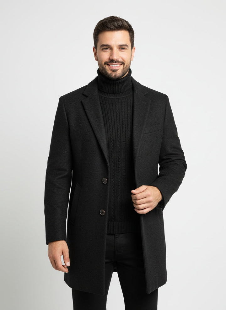 Men's Wool Blend Single Breasted Overcoat