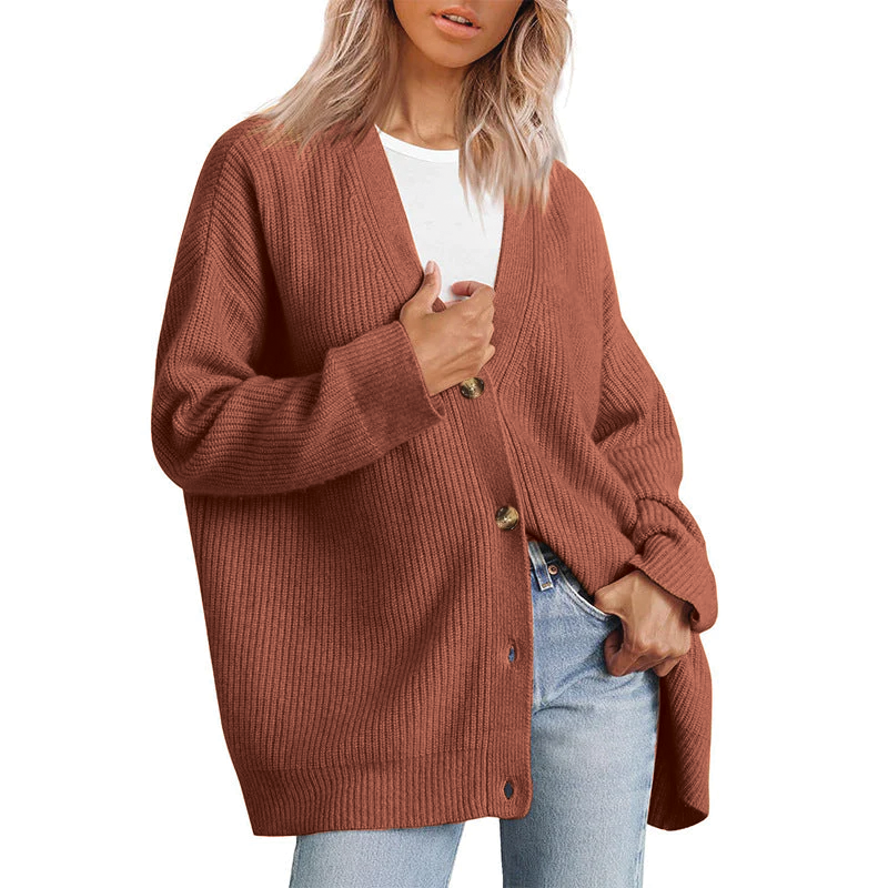 Cardigan Women's Knit Oversized Striped Sweater