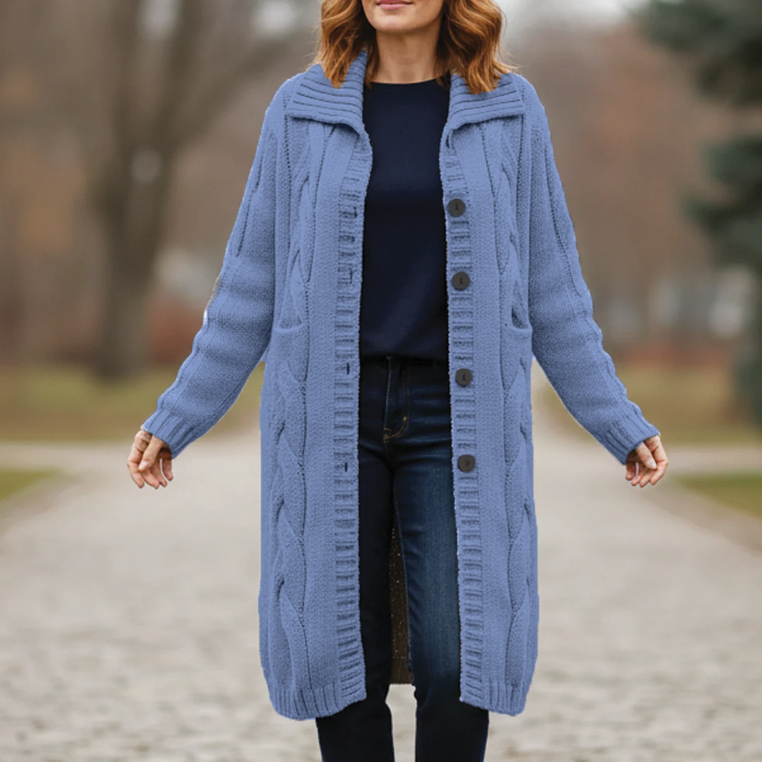 Women's Long Wool Knit Cardigan Sweater