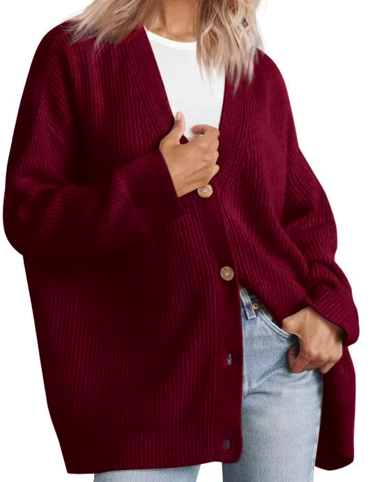 Cardigan Women's Knit Oversized Striped Sweater