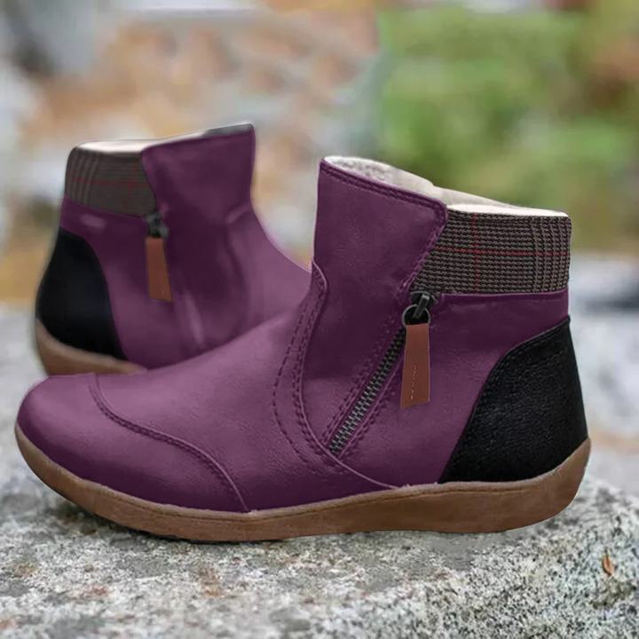 Women's Leather Ankle Boots Comfort Walking Shoes