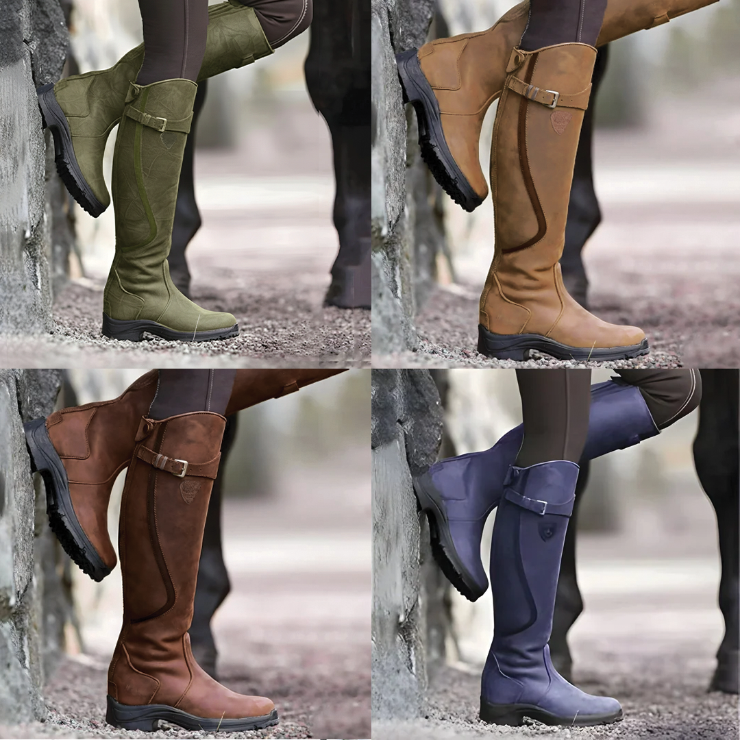 Women's Leather Tall Knee High Riding Boots Equestrian Style