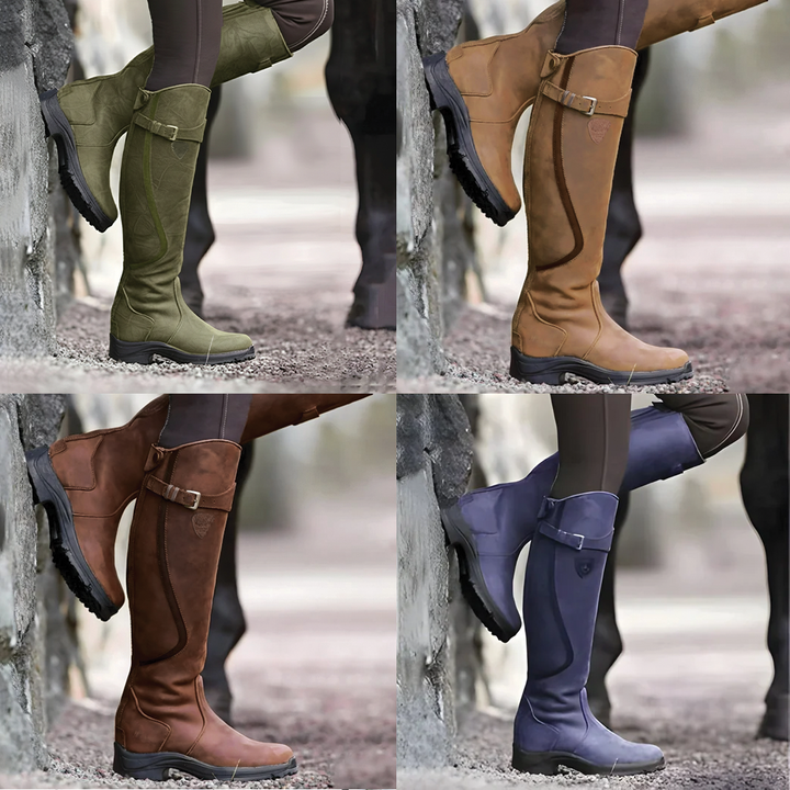 Women's Leather Tall Knee High Riding Boots Equestrian Style