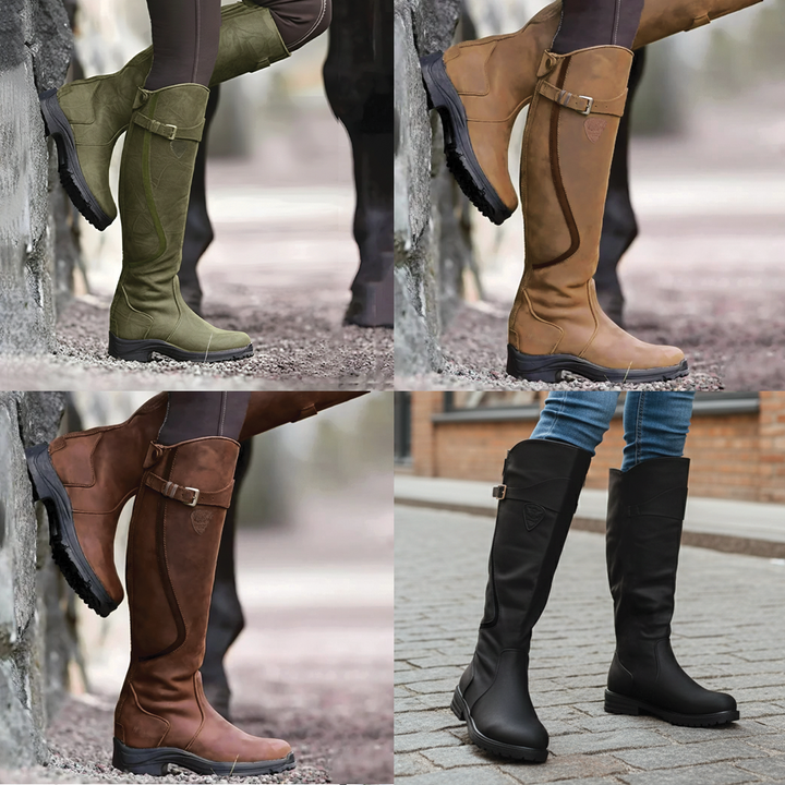 Women's Leather Tall Knee High Riding Boots Equestrian Style