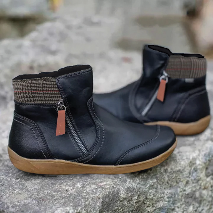 Women's Leather Ankle Boots Comfort Walking Shoes