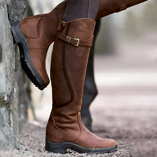 Women's Leather Tall Knee High Riding Boots Equestrian Style