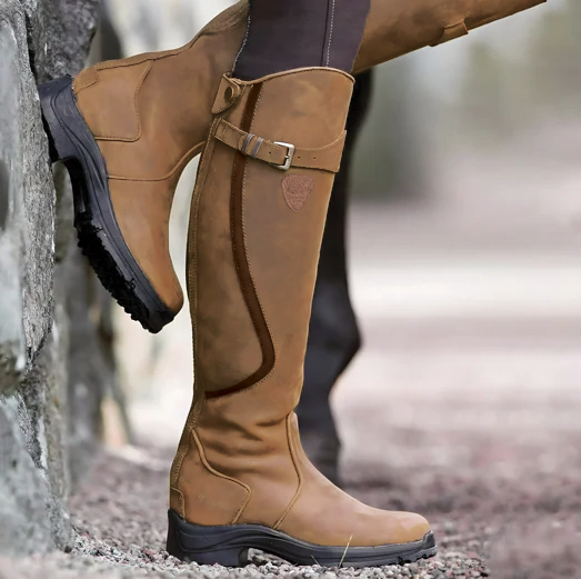 Women's Leather Tall Knee High Riding Boots Equestrian Style