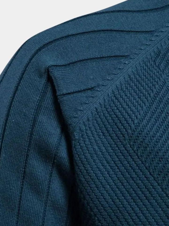 Men’s Knit Zip-Up Collared Cardigan Sweater