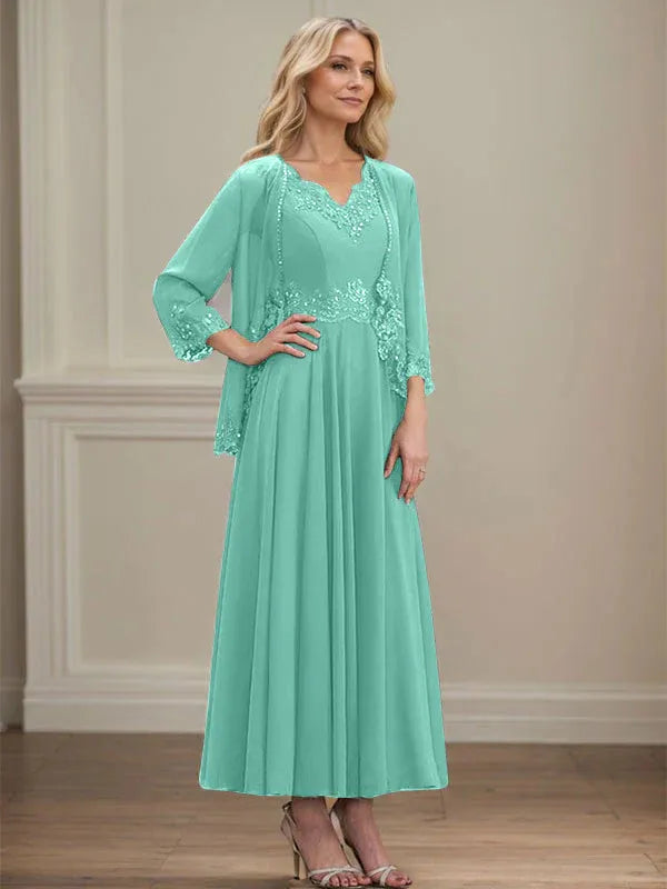Women's Chiffon Evening Dress with Jacket