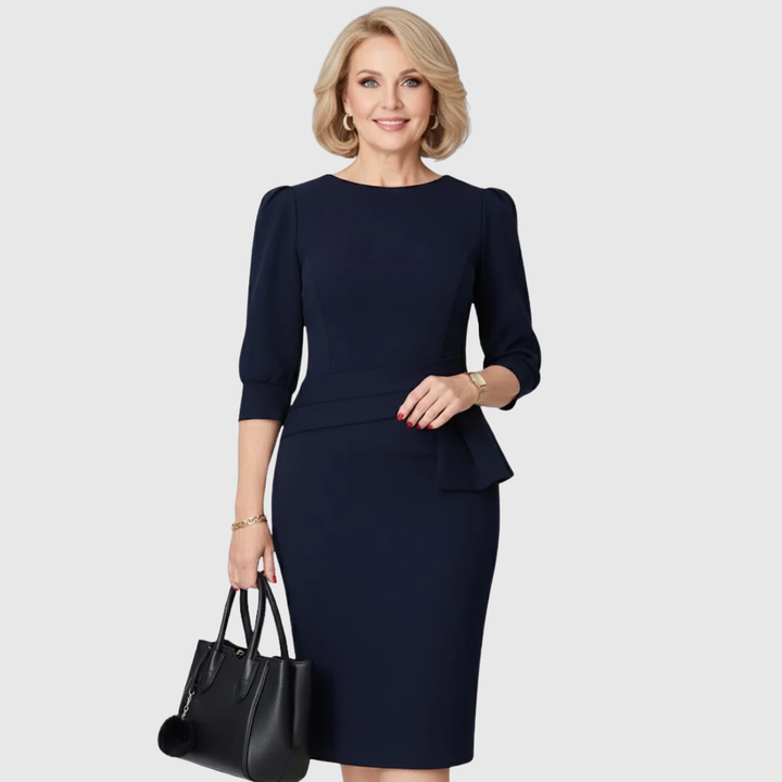 Women's Knit Crewneck Puff-Sleeve Pencil Dress
