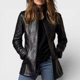Women's Long-Sleeve Tailored Leather Jacket