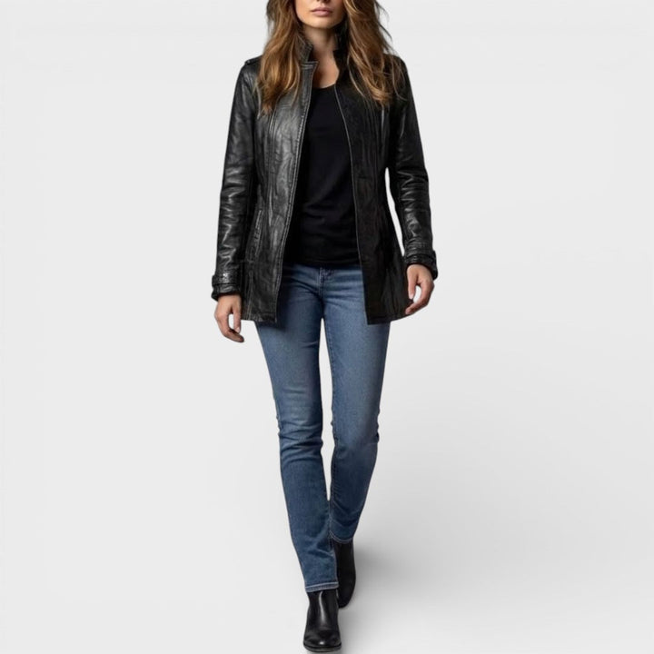 Women's Long-Sleeve Tailored Leather Jacket