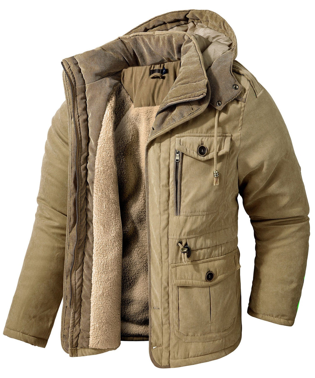 Men's Fleece Lined Hooded Outerwear Casual Coat Parka Jacket