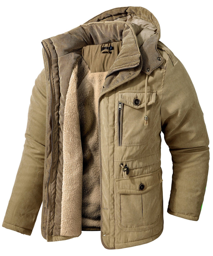 Men's Fleece Lined Hooded Outerwear Casual Coat Parka Jacket