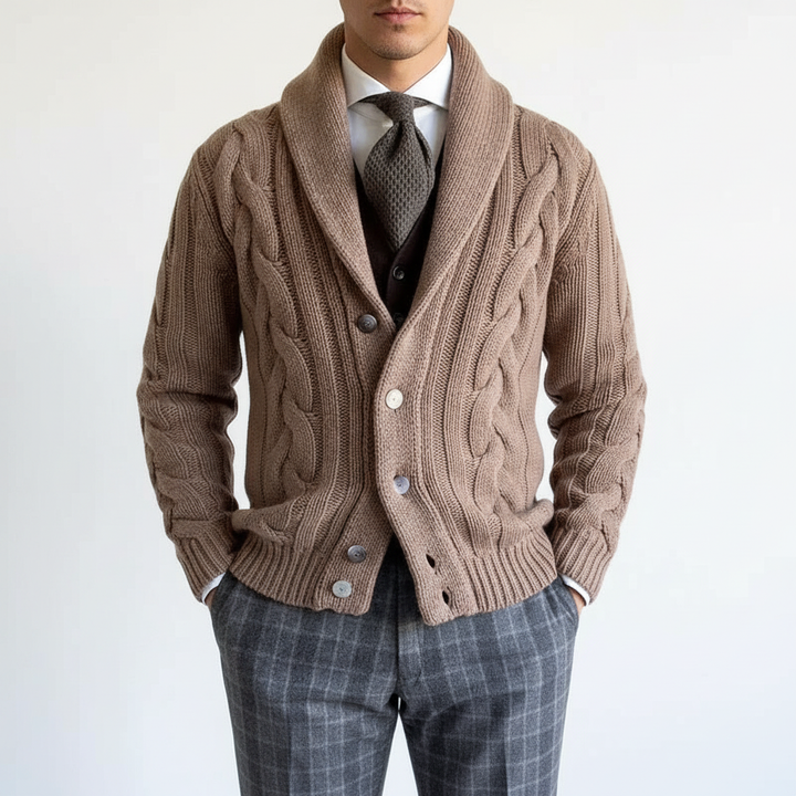 Men’s Merino Wool Cable-Knit Cardigan Vest