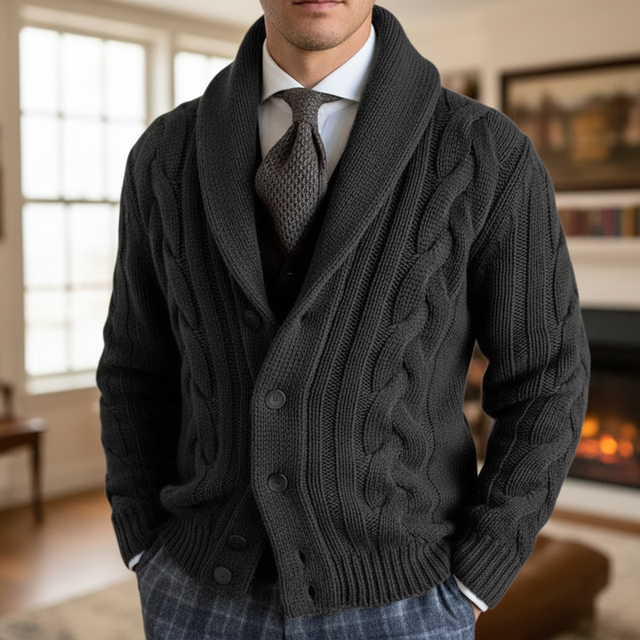 Men’s Merino Wool Cable-Knit Cardigan Vest