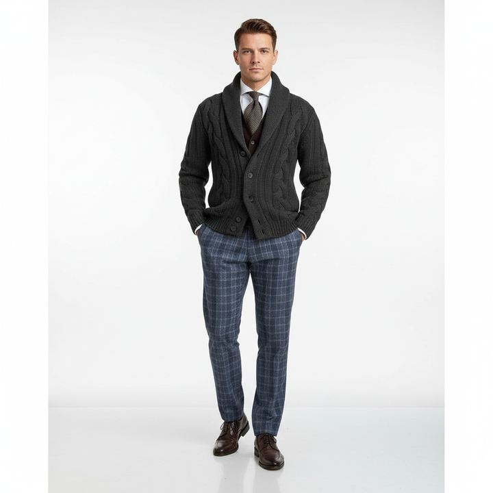 Men’s Merino Wool Cable-Knit Cardigan Vest