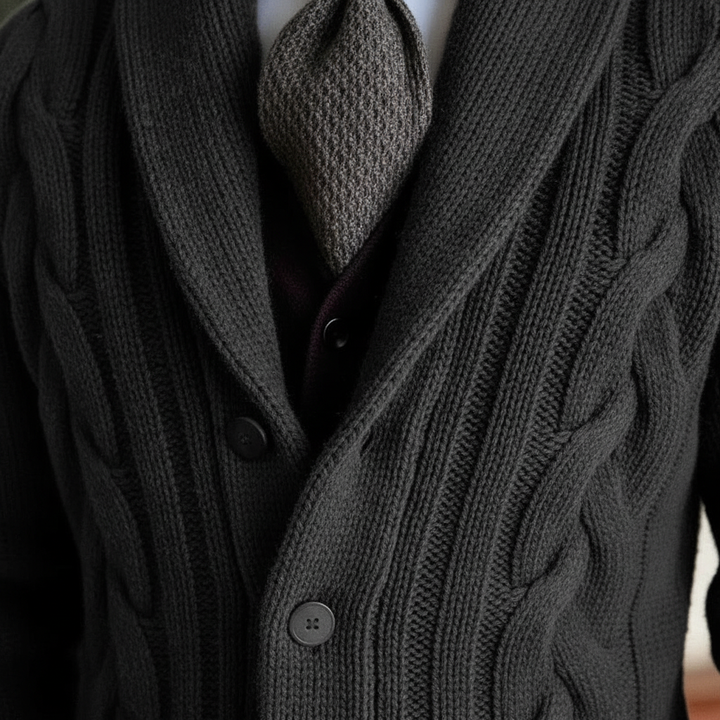 Men’s Merino Wool Cable-Knit Cardigan Vest