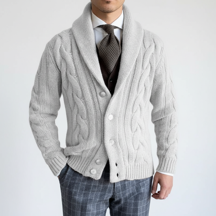 Men’s Merino Wool Cable-Knit Cardigan Vest