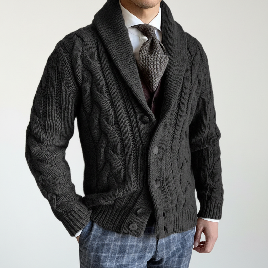 Men’s Merino Wool Cable-Knit Cardigan Vest