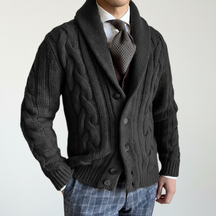 Men’s Merino Wool Cable-Knit Cardigan Vest