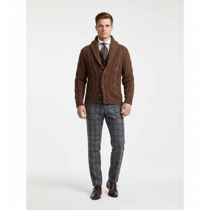 Men’s Merino Wool Cable-Knit Cardigan Vest