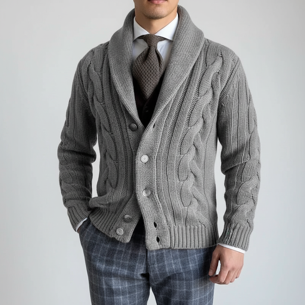 Men’s Merino Wool Cable-Knit Cardigan Vest