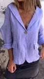 Women's Linen Blazer Lightweight Summer Jacket Tailored Work Shirt Breathable Top
