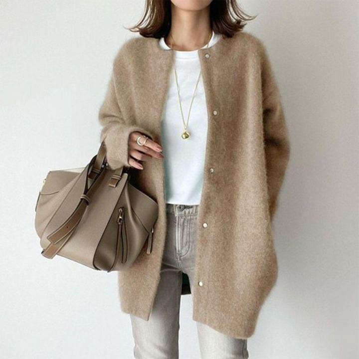 Women's Merino Wool Snap-Front Long-Sleeve Cardigan