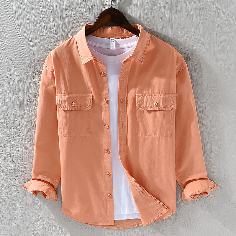 Men's Linen Button Down Casual Long Sleeve Shirt