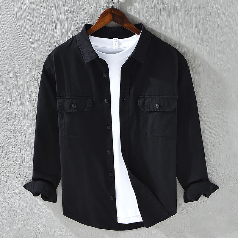 Men's Linen Button Down Casual Long Sleeve Shirt