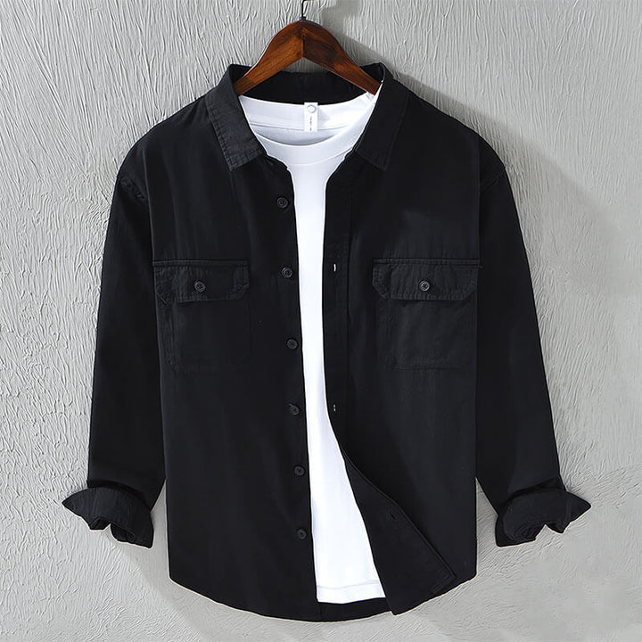 Men's Linen Button Down Casual Long Sleeve Shirt