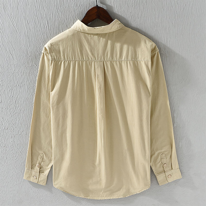 Men's Linen Button Down Casual Long Sleeve Shirt