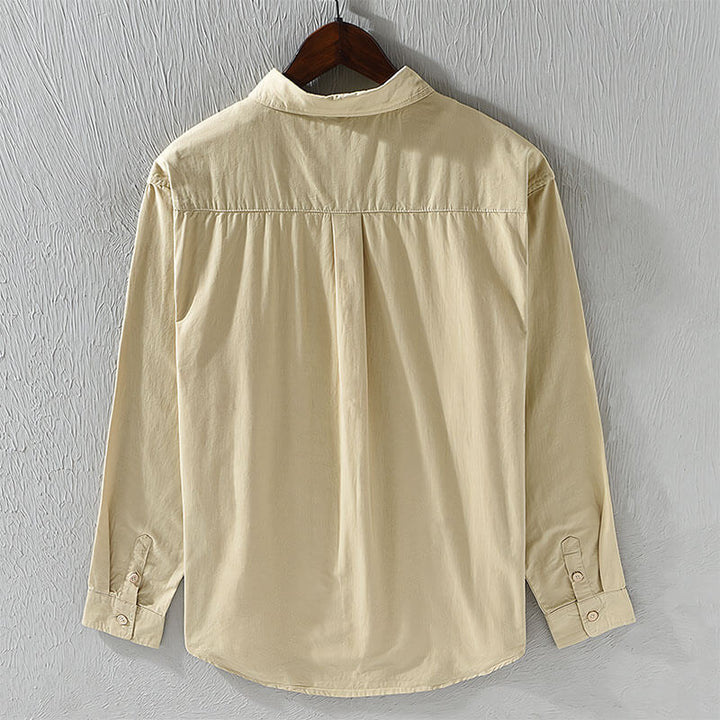 Men's Linen Button Down Casual Long Sleeve Shirt