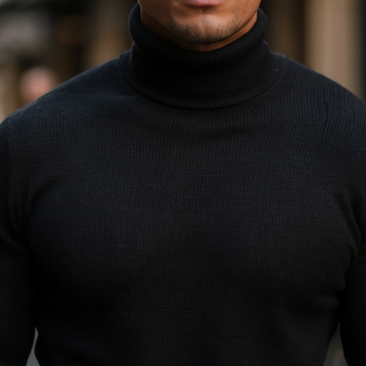 Men's Knit Long-Sleeve Roll-Neck Pullover Sweater