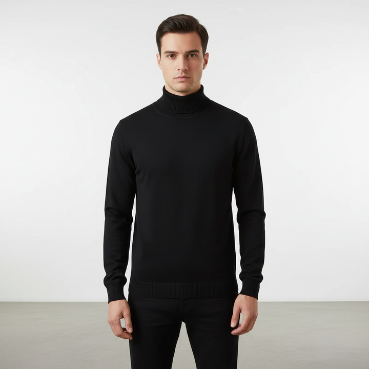 Men's Knit Long-Sleeve Roll-Neck Pullover Sweater