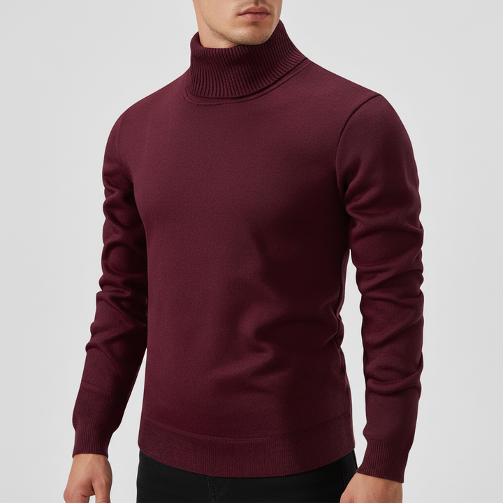 Men's Knit Long-Sleeve Roll-Neck Pullover Sweater