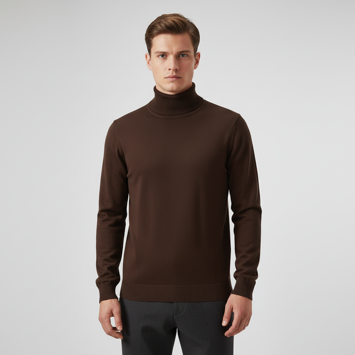 Men's Knit Long-Sleeve Roll-Neck Pullover Sweater