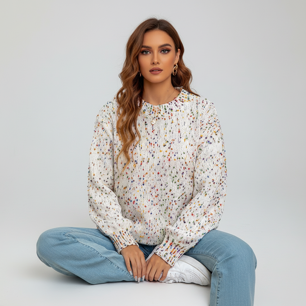 Women's Confetti Knit Wool-Blend Crew-Neck Sweater