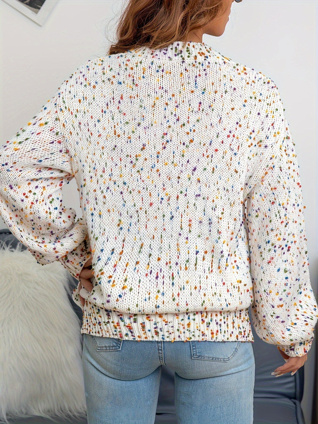 Women's Confetti Knit Wool-Blend Crew-Neck Sweater
