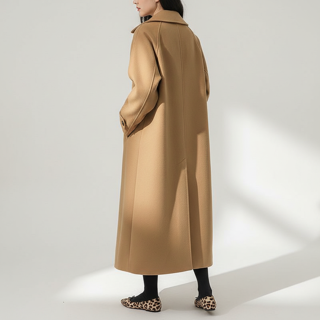 Women's Long Wool Overcoat Trench Jacket
